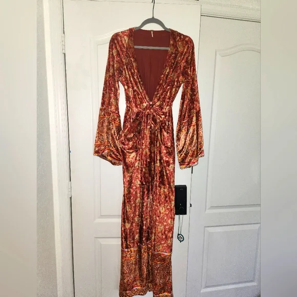 NWOT Free People Harper Printed One Piece in Sangria - Picture 3 of 8